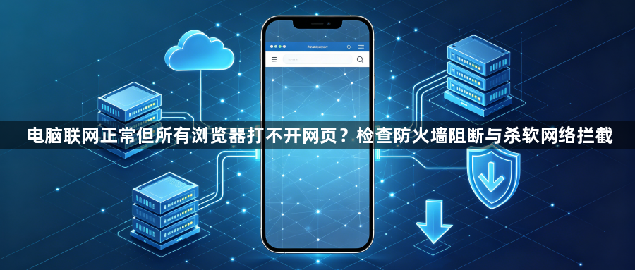 电脑联网正常但所有浏览器打不开网页?检查防火墙阻断与杀软网络拦截1